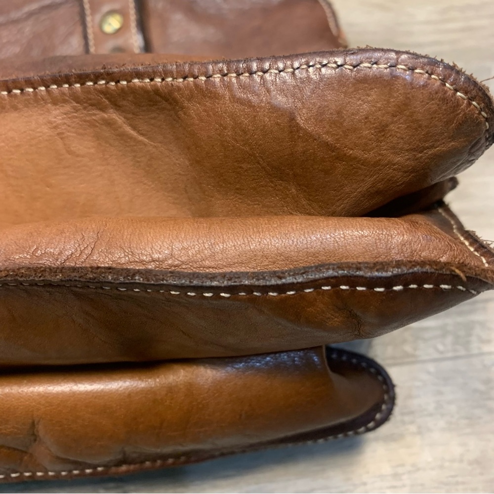 Coztanza Rota Italy Brown Leather Crossbody Studded Satchel Bag Compartments - Picture 4 of 13
